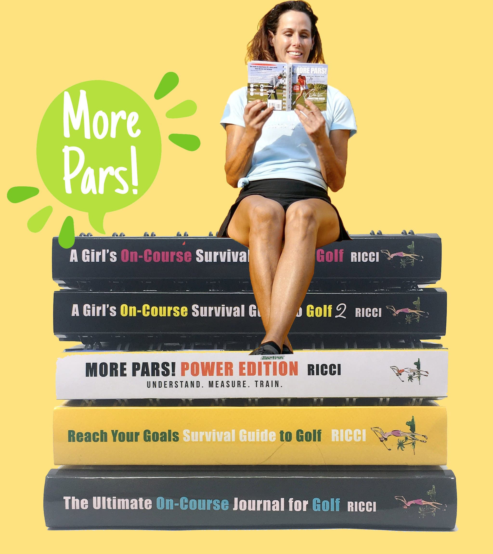 Christina with her book stack